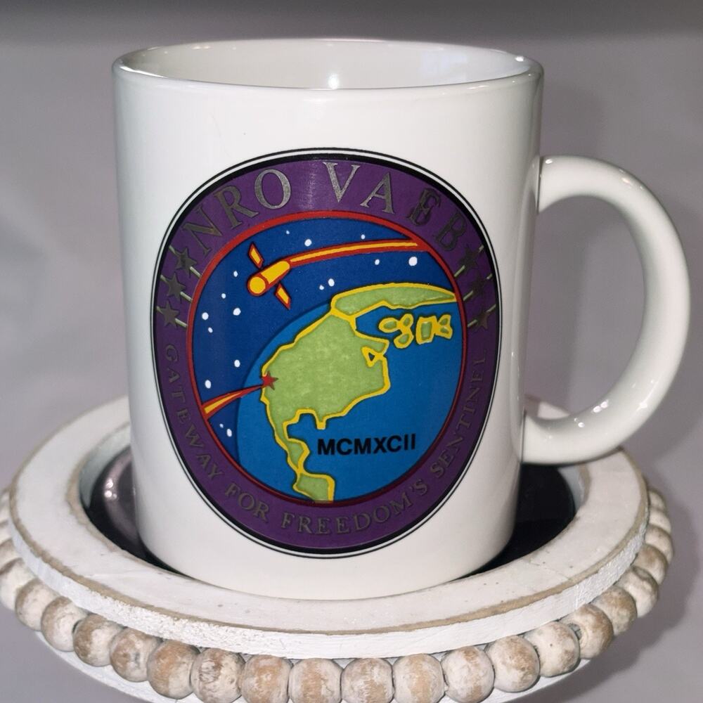 Rare NRO VAFB Office of‎ Space Launch Mug 1992 - Freedom's Sentinel Classified